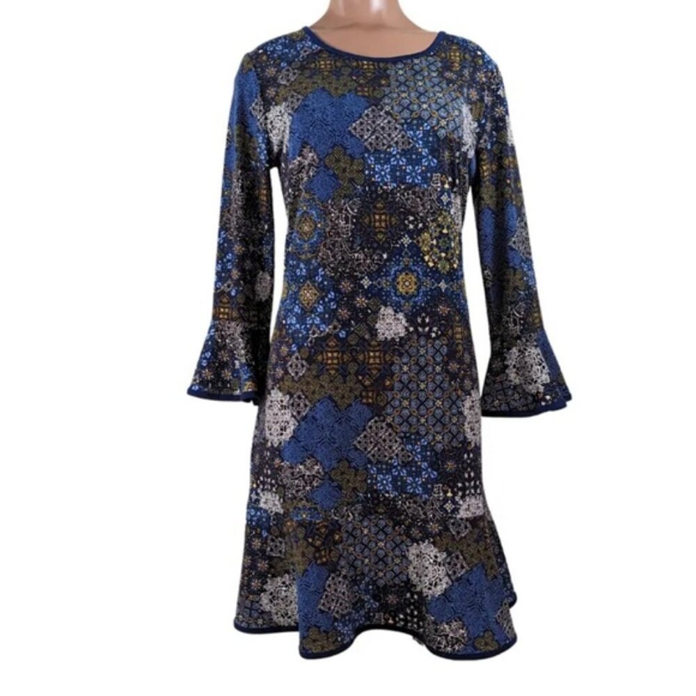 NWT MICHAEL MICHAEL KORS True Navy Paisley Florence Fit&Flare Mini Dress Sz‎ M